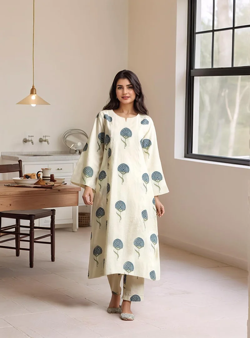 GoSriKi  GoSriKi Women's Rayon Viscose Printed Straight Kurta with Pant (Janya CEROSIN-VKS01-GS_XL_Dark Blue_X-Large) for Women | Best Price UAE